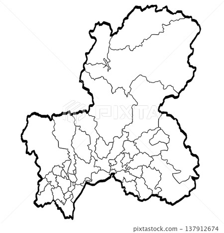 Illustration of Gifu Prefecture map and municipal divisions (brushstroke style) - simple Illustration of Gifu Prefecture map and municipal divisions (brushstroke style) - simple 137912674