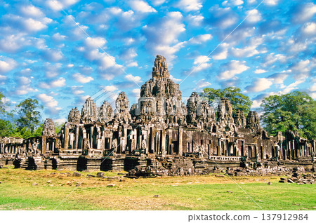 The breathtaking view of the human face rock at Angkor Thom The breathtaking view of the human face rock at Angkor Thom 137912984