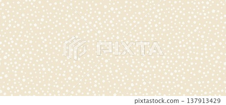 Tiny flower seamless pattern background. White and beige cute hand drawn ditzy floral repeated wallpaper. Vector romantic blossom motif for textile print, fabric swatch, dress pattern, wrapping paper 137913429