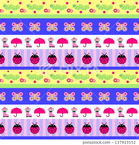 Cute Spring Garden Friends Seamless Pattern Cute Spring Garden Friends Seamless Pattern 137913552