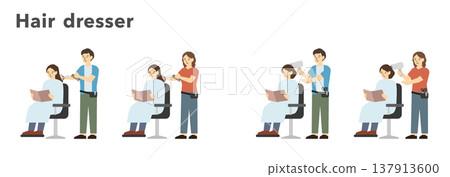 平面插畫:男女理髮師 平面插畫:男女理髮師 137913600