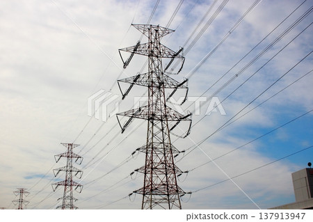 Backlit square steel tower Backlit square steel tower 137913947