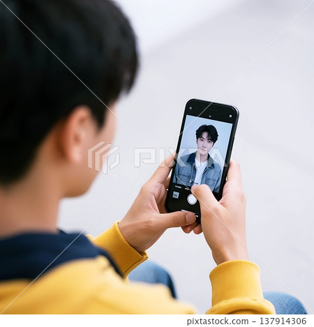 男孩們在使用智慧型手機 137914306