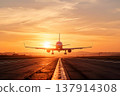 airplane in the sunset 137914308