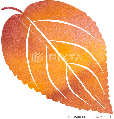 An illustration of a leaf with a beautiful watercolor pattern. 137914401