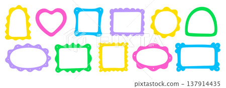 Doodle frame border hand drawn cute set. Fun doodle frame border square, rectangle line photo picture shapes. Cute cartoon children kids squiggly scrapbook stamp vintage card. Vector Doodle frame border hand drawn cute set. Fun doodle frame border square, rectangle line photo picture shapes. Cute cartoon children kids squiggly scrapbook stamp vintage card. Vector 137914435