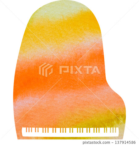 美麗的水彩圖案大鋼琴圖示圖像的插圖 137914586