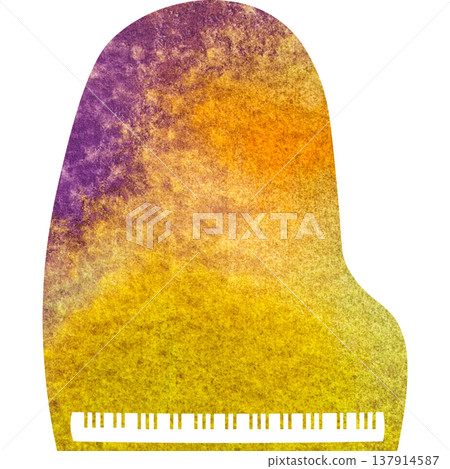 美麗的水彩圖案大鋼琴圖示圖像的插圖 137914587