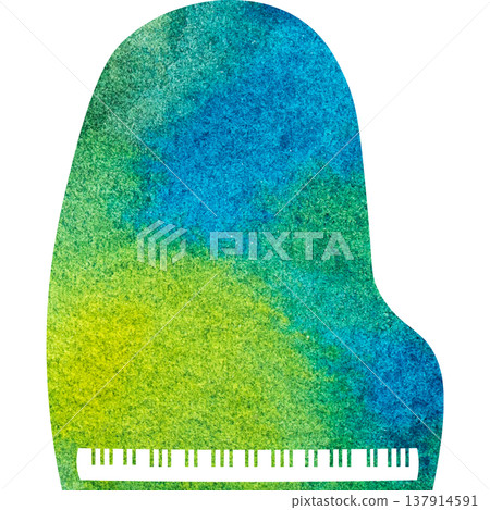 美麗的水彩圖案大鋼琴圖示圖像的插圖 137914591
