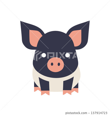 可愛的黑豬插畫，動物角色 137914723