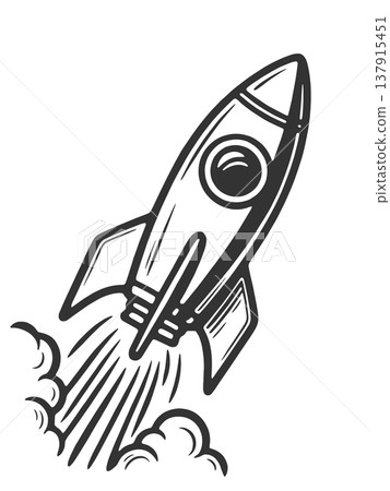 Rocket Launch engraving sketch raster illustration Rocket Launch engraving sketch raster illustration 137915451