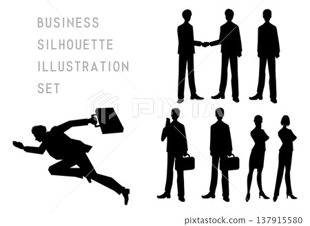 A set of silhouette illustrations for business scenes. A set of silhouette illustrations for business scenes. 137915580