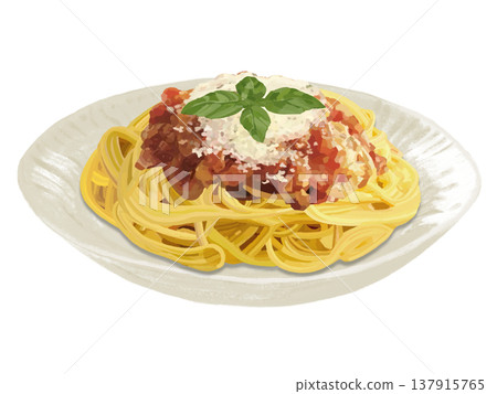 番茄義麵（配起司和羅勒葉） 137915765