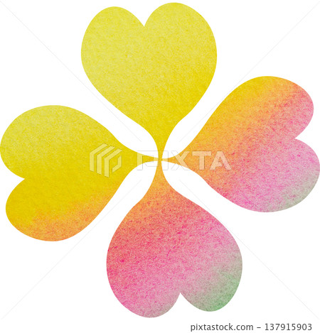 Beautiful watercolor four-leaf clover icon image illustration 137915903