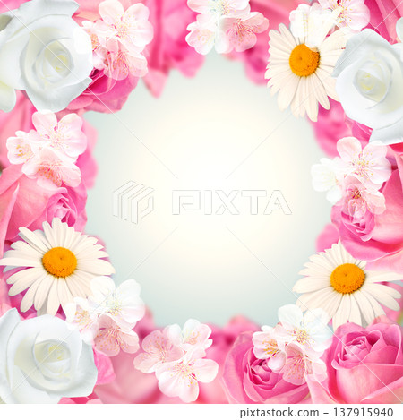 Pink and white roses with daisy Pink and white roses with daisy 137915940