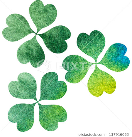 美麗的水彩四葉草圖示圖像插圖 137916063