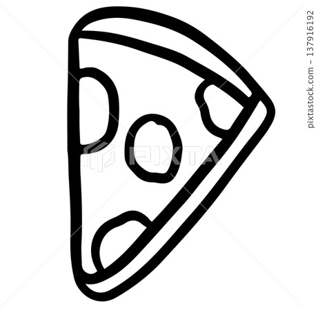 Hand drawn pizza slice outline for lunch break, office workers, lunch box, American fast food, junk food, cafe, menu, restaurant, recipe, department store, quick meal, street stalls, colouring book 137916192