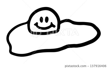Hand drawn happy fried egg outline for breakfast, lunch break, office workers, food, cafe, menu, restaurant, recipe, cook book, department store, supermarket, market, mart, quick meal, cartoon, comic Hand drawn happy fried egg outline for breakfast, lunch break, office workers, food, cafe, menu, restaurant, recipe, cook book, department store, supermarket, market, mart, quick meal, cartoon, comic 137916406