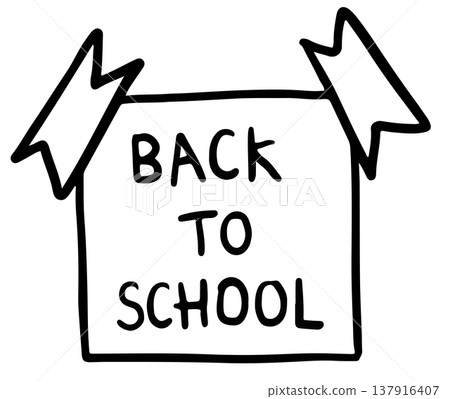 Hand drawn outline of BACK TO SCHOOL letters on paper with tapes for decoration, school, childhood, kids, children, students, sticker, campaign, promotions, human, people, weekdays, stationery 137916407