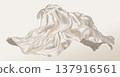 Elegant flowing ivory silk fabric luxury champagne satin cloth waving on soft cream background 3D render 137916561