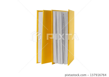 Three yellow books for study reference, isolated, PNG Three yellow books for study reference, isolated, PNG 137916764