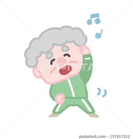 A set of cute illustrations of elderly men in gym clothes exercising. A set of cute illustrations of elderly men in gym clothes exercising. 137917322