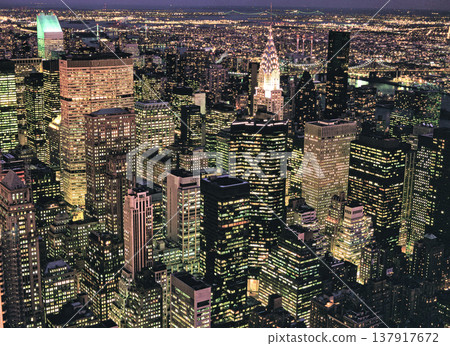 The beautiful night view of Manhattan's skyscrapers The beautiful night view of Manhattan's skyscrapers 137917672