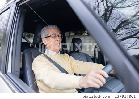 駕駛汽車的年長司機 137917861