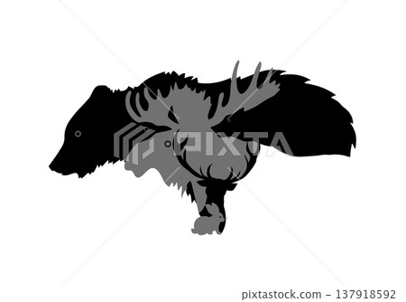 Silhouettes of animals symbol of the forest. hand drawing. Not AI. Vector illustration Silhouettes of animals symbol of the forest. hand drawing. Not AI. Vector illustration 137918592