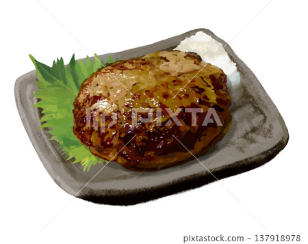 Japanese-style hamburger steak (black plate) Japanese-style hamburger steak (black plate) 137918978