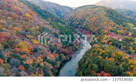 NOV 28 2025 Hozugawa River Rankyo Gorge Autumn Kyoto Japan NOV 28 2025 Hozugawa River Rankyo Gorge Autumn Kyoto Japan 137919080