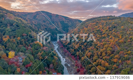 NOV 28 2025 Scenic River Gorge of Rankyo in Kyoto 137919086