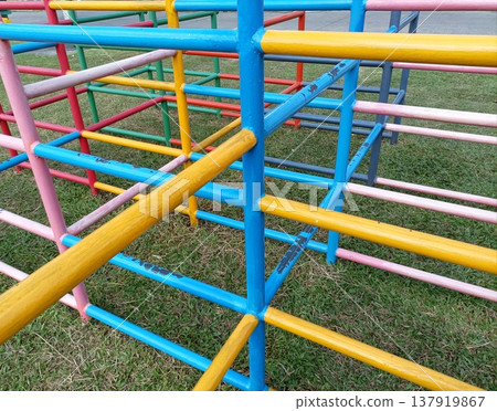 Steel structure in the playground and the effect of light and shadow. 137919867