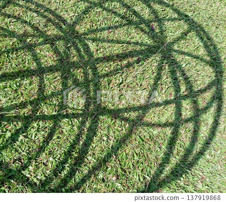 shadow of a steel structure on the grass. shadow of a steel structure on the grass. 137919868