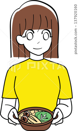 Short-haired girl and stewed dishes Short-haired girl and stewed dishes 137920160