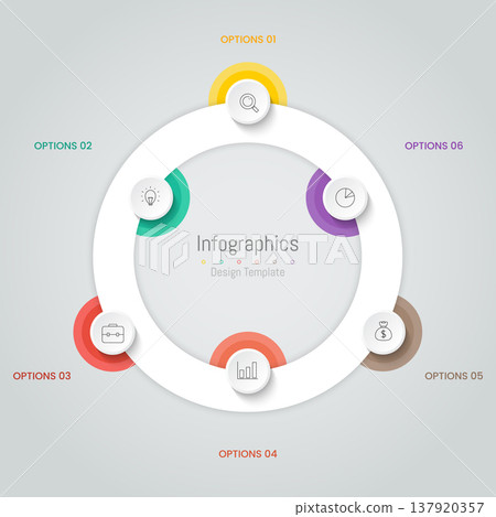 Infographic 6 options design elements for your business data. Vector Illustration. Infographic 6 options design elements for your business data. Vector Illustration. 137920357