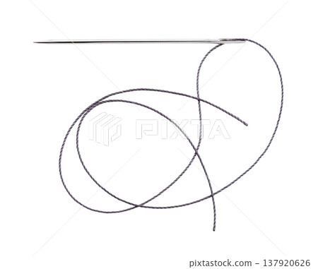 sewing needle close-up on white isolated background sewing needle close-up on white isolated background 137920626