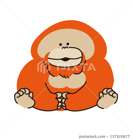 可愛又慵懶的猩猩，溫馨的動物插畫素材 137920677