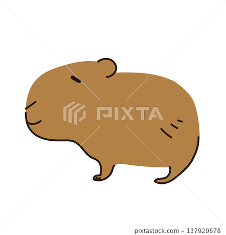 Cute and laid-back capybara heartwarming animal illustration material Cute and laid-back capybara heartwarming animal illustration material 137920678