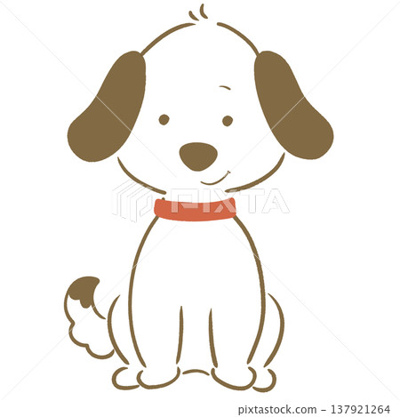 A smiling dog with floppy ears and a red collar. 137921264