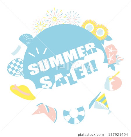 Illustration materials for a summer sale using summer motifs. Illustration materials for a summer sale using summer motifs. 137921494