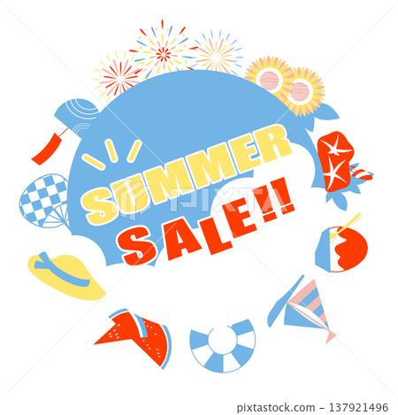 Illustration materials for a summer sale using summer motifs. Illustration materials for a summer sale using summer motifs. 137921496