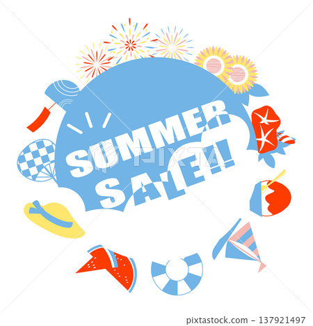 Illustration materials for a summer sale using summer motifs. Illustration materials for a summer sale using summer motifs. 137921497