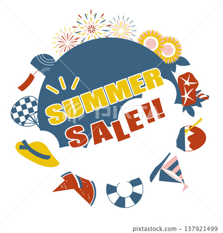 以夏季為主題的夏季促銷插圖 以夏季為主題的夏季促銷插圖 137921499