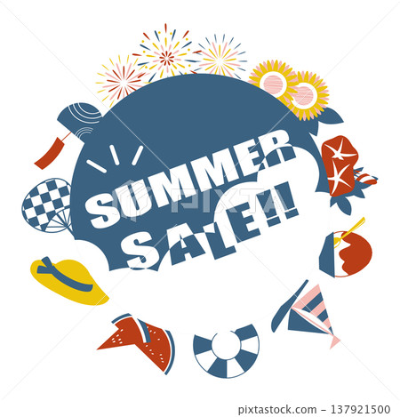 以夏季為主題的夏季促銷插圖 以夏季為主題的夏季促銷插圖 137921500