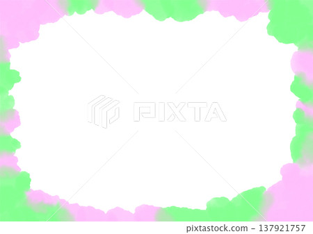 粉紅色和綠色水彩畫框 137921757