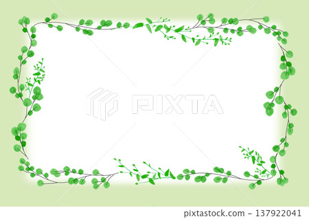 Fresh green botanical frame, simple plant design material with a green background. Fresh green botanical frame, simple plant design material with a green background. 137922041