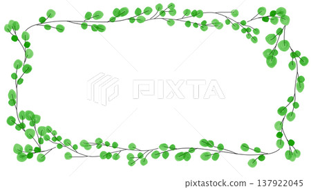 A simple leaf design element in a white background botanical frame featuring fresh greenery. A simple leaf design element in a white background botanical frame featuring fresh greenery. 137922045