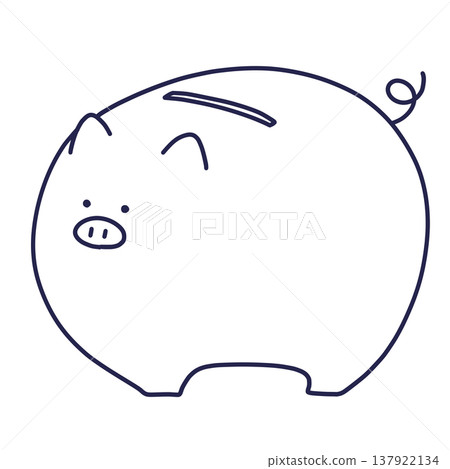 Line art illustration of a piggy bank Line art illustration of a piggy bank 137922134