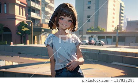 A woman walking in the city A woman walking in the city 137922295